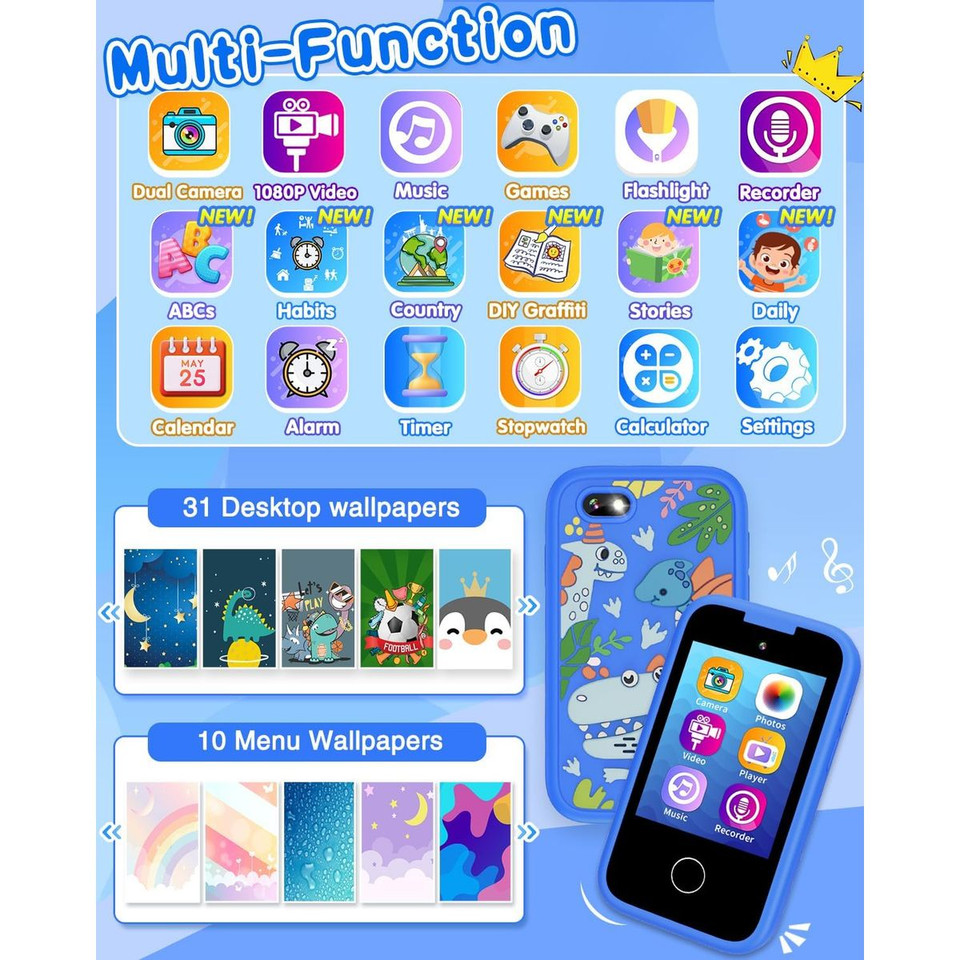 Smart Phone Toy for 4-8 Years Old Kids, Touch Screen Toy Phone with Dual Camera,Game Learning Toy Phone Christmas Birthday Gifts product image