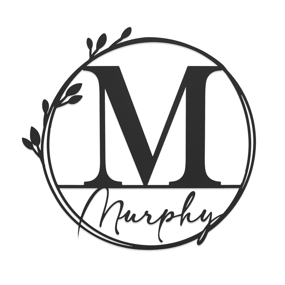 Personalized Metal Floral Leaves Outdoor Monogram Wreath product image
