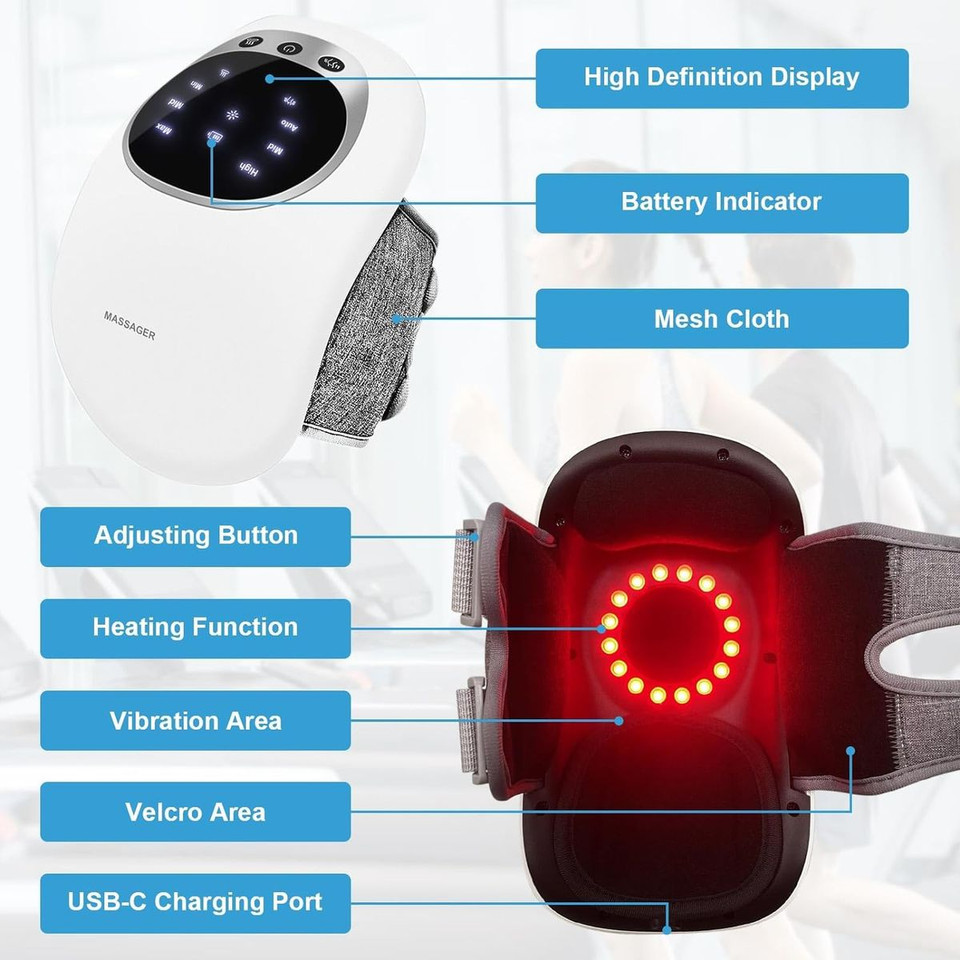 Knee Massager, Cordless Knee Massager with Multi-Function Screen, Physical Heating and Vibration Function, Gift for A Comforting Massage product image