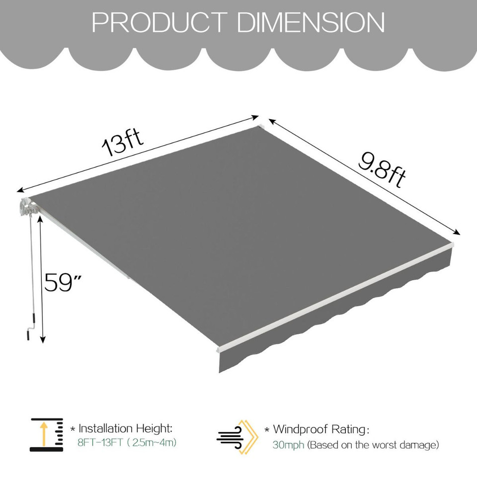 Manual Retractable Sun Shade Awning with Manual Crank product image