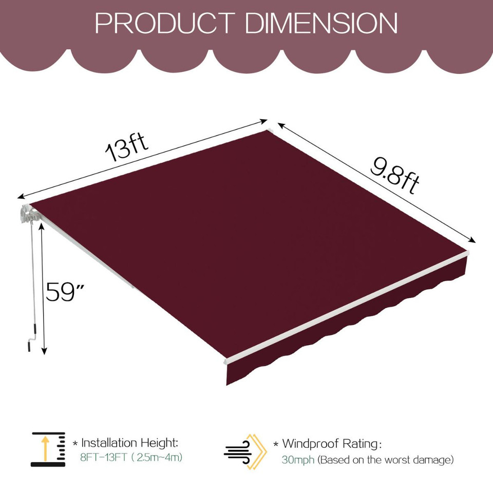 Manual Retractable Sun Shade Awning with Manual Crank product image
