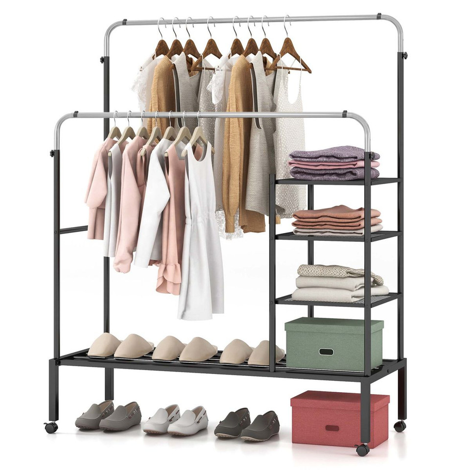 Height-Adjustable Double Rods Garment Rack  product image