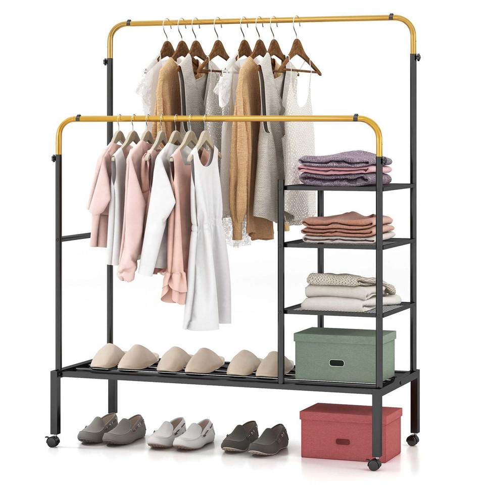 Height-Adjustable Double Rods Garment Rack  product image