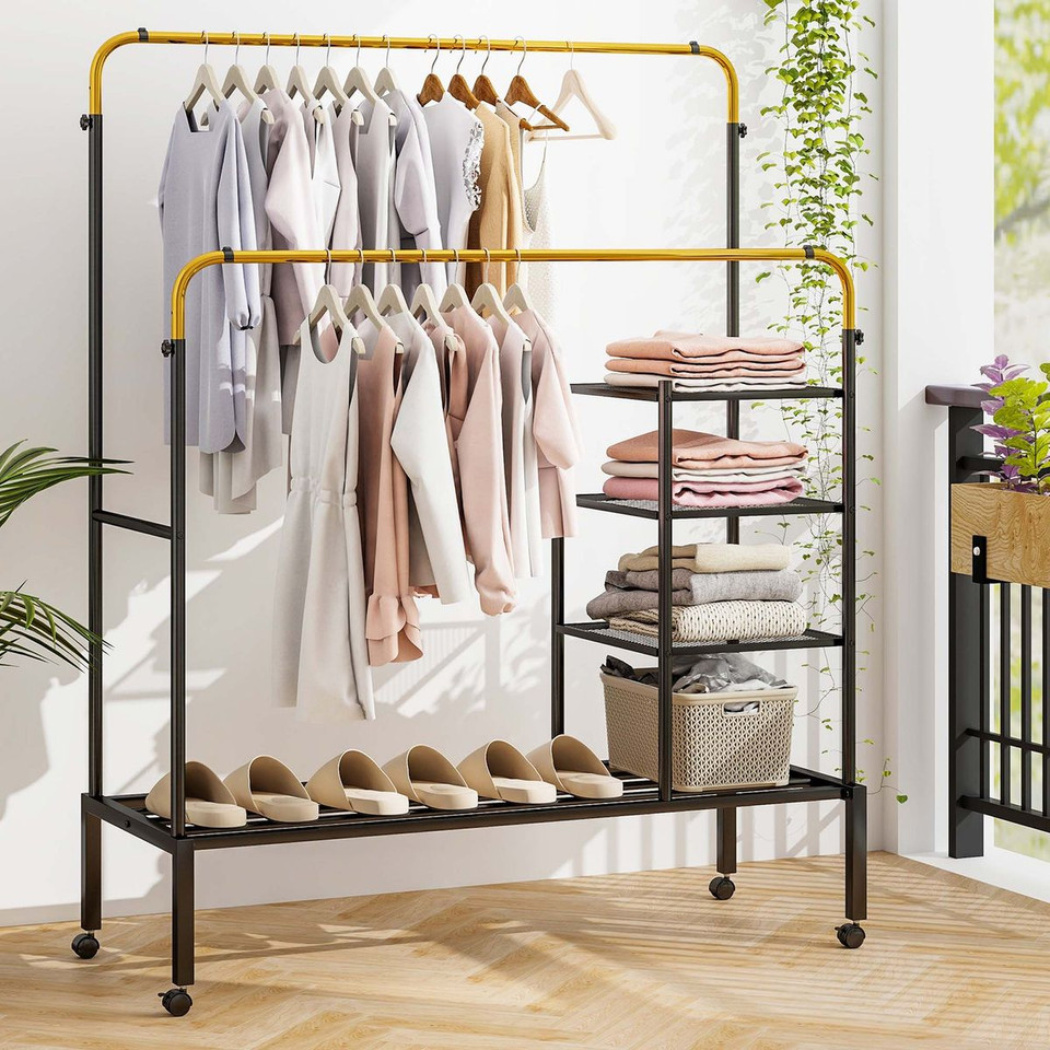 Height-Adjustable Double Rods Garment Rack  product image