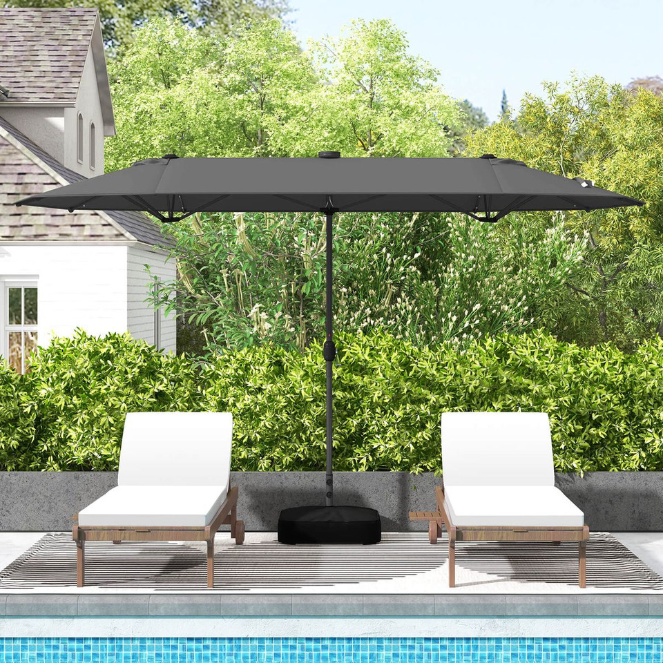 13-Foot Twin Patio Umbrella with Solar LED Lights product image