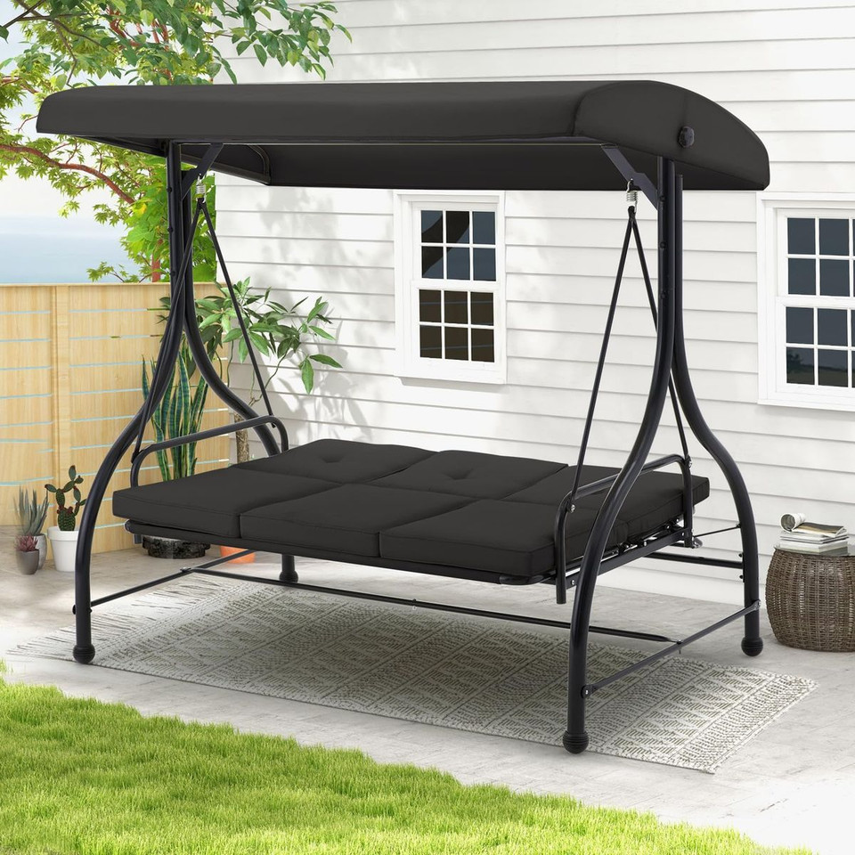 3-Seat Outdoor Swing Hammock with Adjustable Tilt Canopy product image