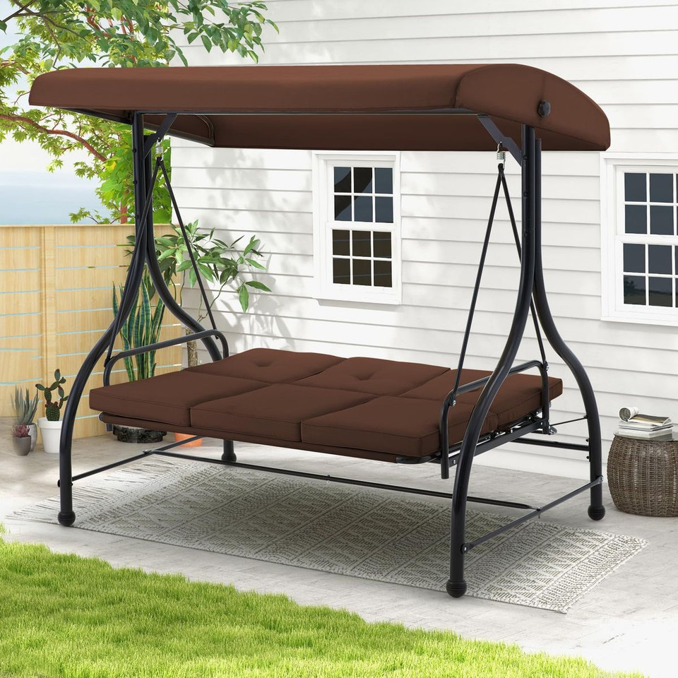 3-Seat Outdoor Swing Hammock with Adjustable Tilt Canopy product image