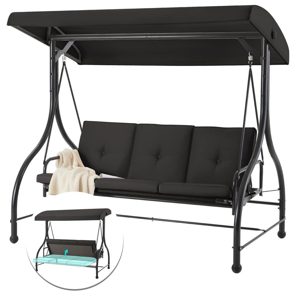 3-Seat Outdoor Swing Hammock with Adjustable Tilt Canopy product image