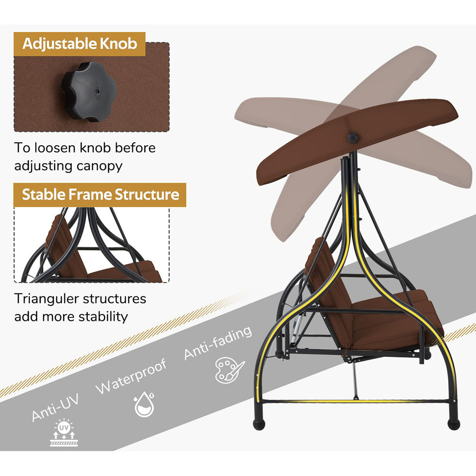 3-Seat Outdoor Swing Hammock with Adjustable Tilt Canopy product image