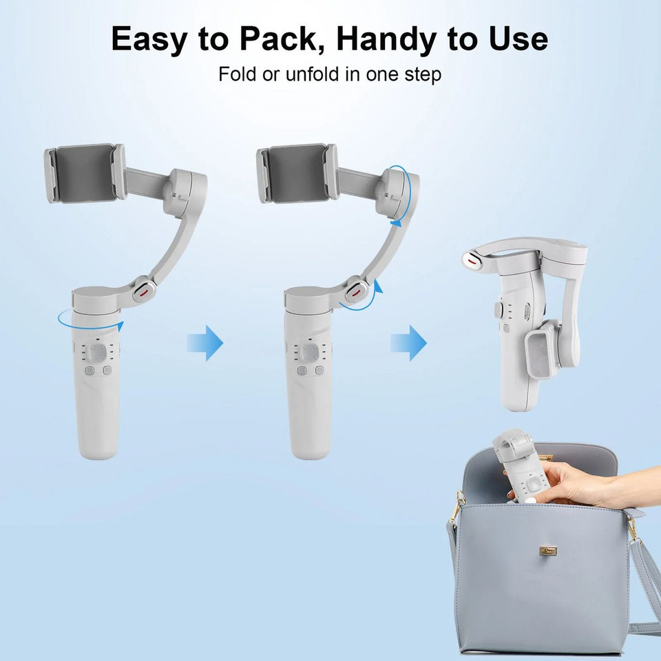 3 Axis Gimbal Stabilizer for Smartphone,Foldable,Anti-Shake Face Tracking Bluetooth Control Selfie Stick Compatible with iPhone Android Tiktok YouTube Vlog Video product image