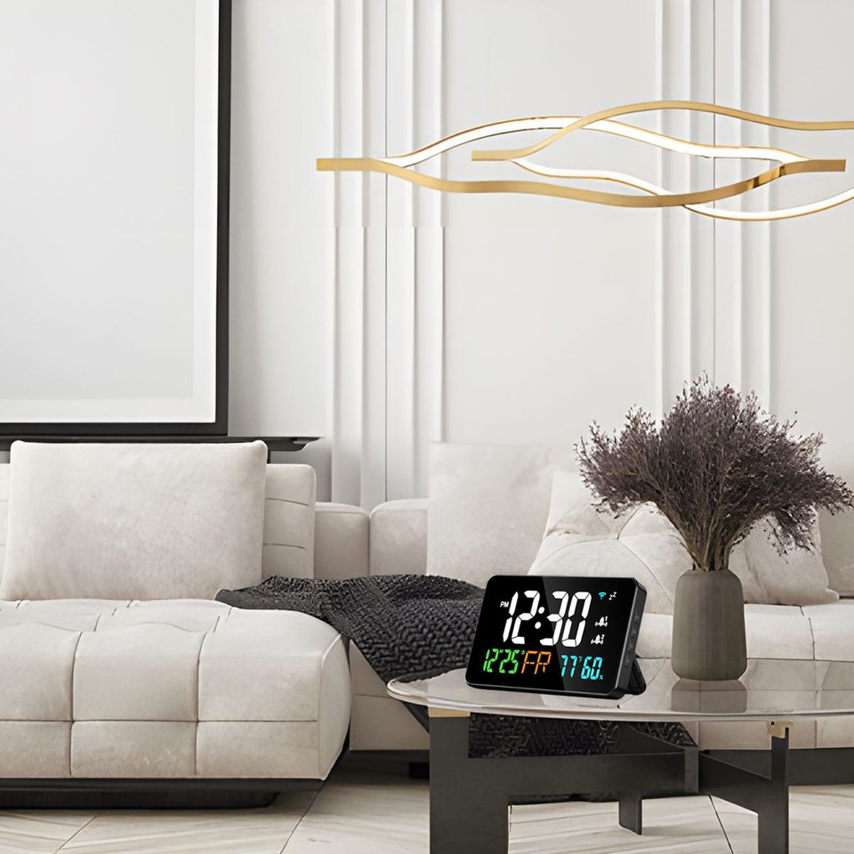 Digital Alarm Clocks for Bedrooms,Dual Alarms,Temperature,Humidity,Date,Snooze,Accurate time,Easy to Read For Kid Elder(White) product image