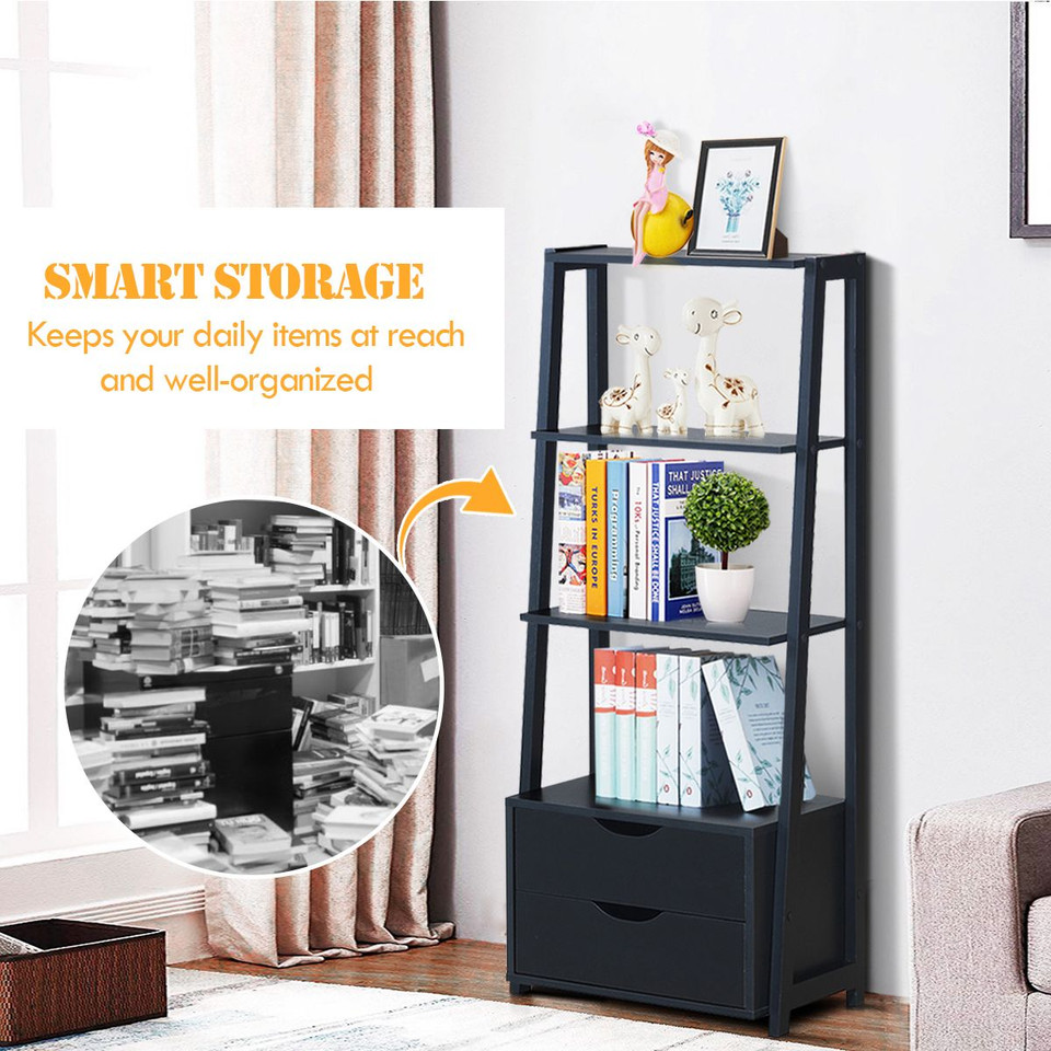 Costway 4-Tier Modern Wood Bookshelf (2-Piece) product image