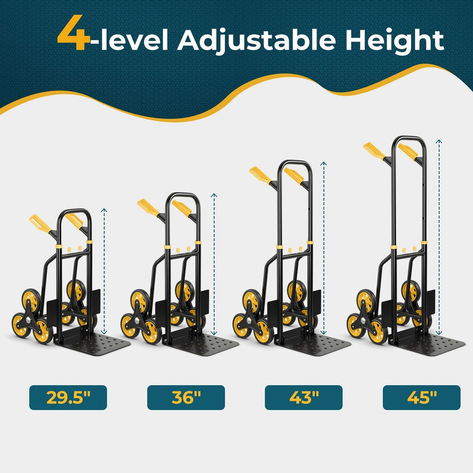 350lb Capacity Stair Climber Hand Truck with Telescoping Handle product image