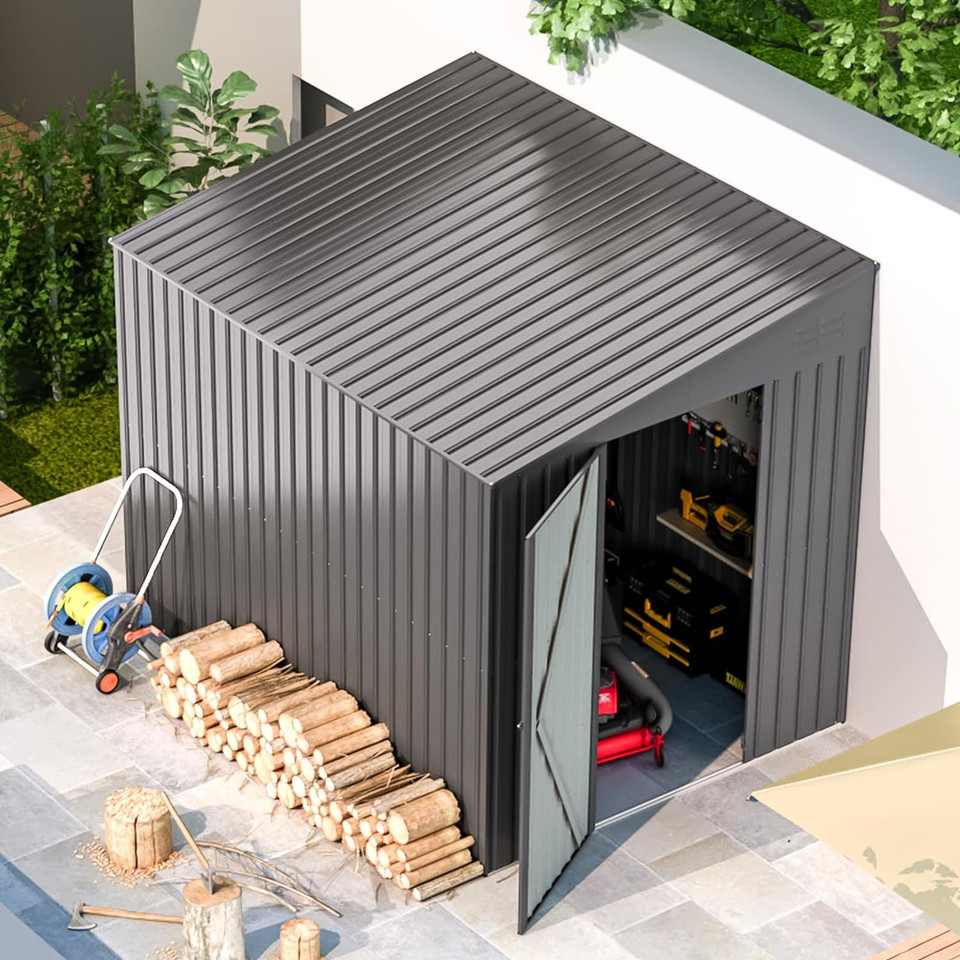 6 x 8-Foot Slanted-Roof Outdoor Metal Storage Shed product image