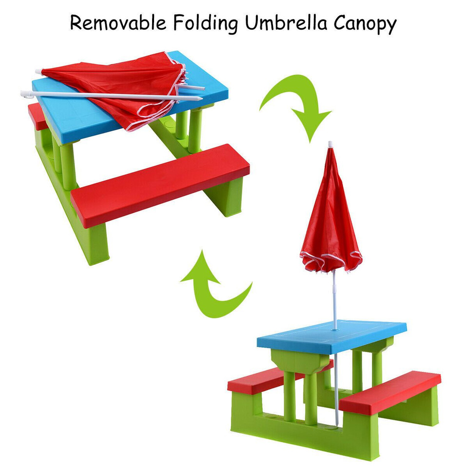 Costway Honeyjoy Kids Picnic Table Set with Umbrella product image