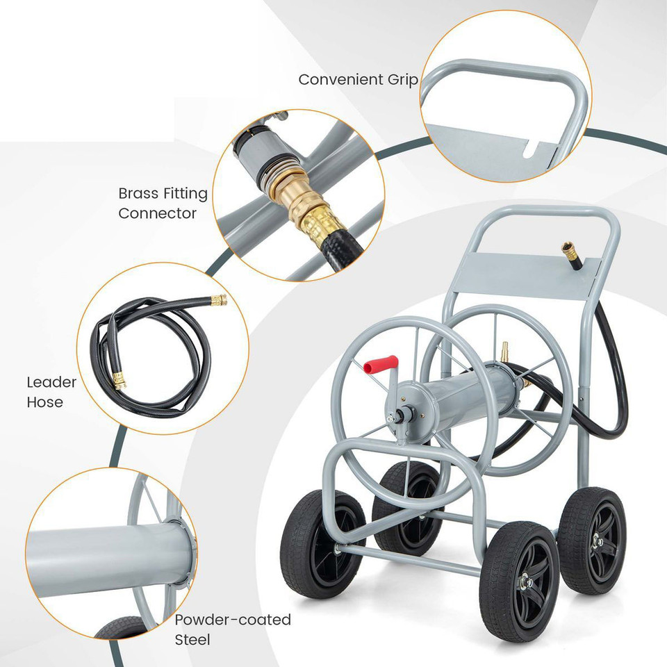 Garden Water Hose Reel Cart with 4 Wheels and Non-slip Grip product image