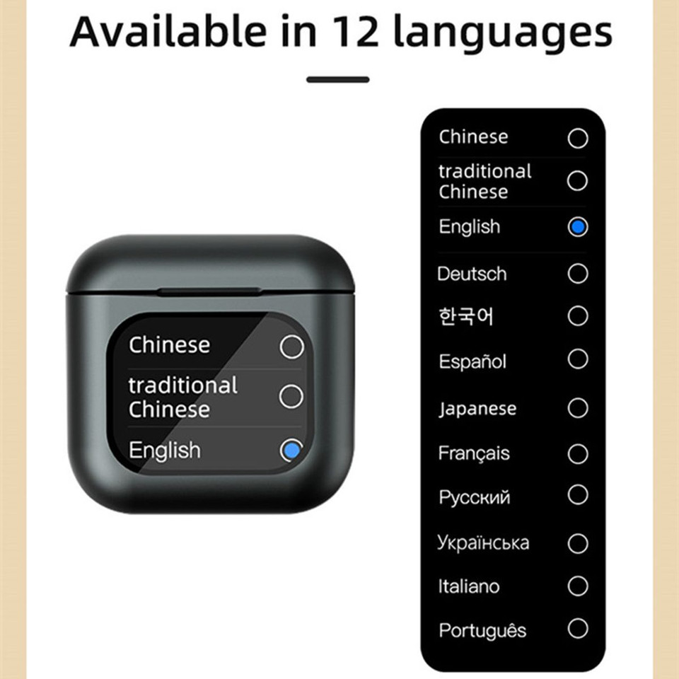Smart Touch Screen Bluetooth Earphone APP Message Reminder Dialing Video Switching Incoming Call Answering with LED Display(Black) product image