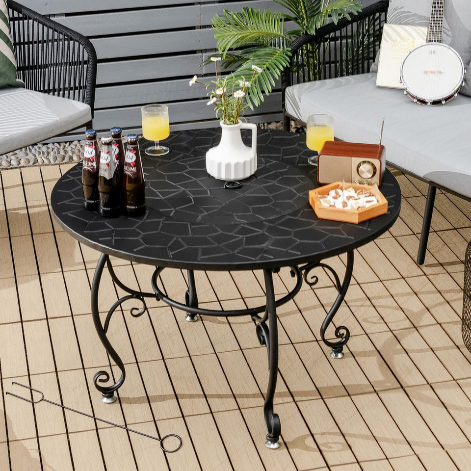 35.5-Inch Patio Fire Pit Dining Table with Cooking BBQ Grate product image