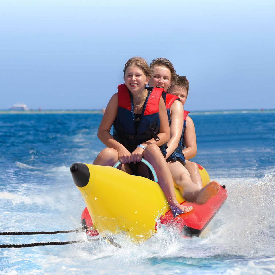 3-Person Inflatable Banana Boat with 500W Electric Air Pump & Carrying Bag product image