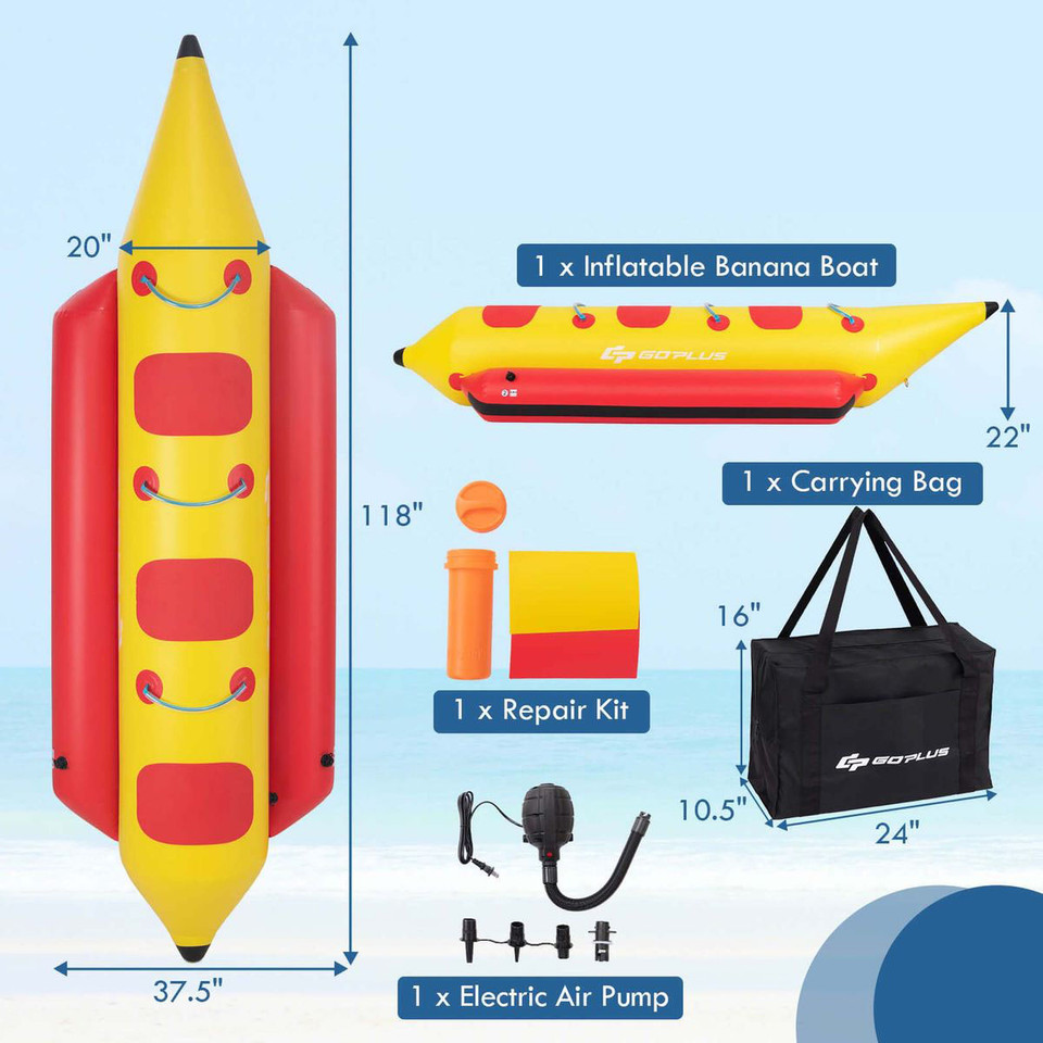 3-Person Inflatable Banana Boat with 500W Electric Air Pump & Carrying Bag product image