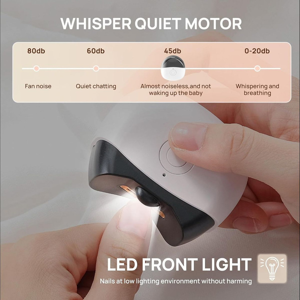 LED Light Automatic Electric Nail Clippers with Nail Debris Storage, USB Rechargeable Safety Nail Trimmer, Electric Nail File,White product image