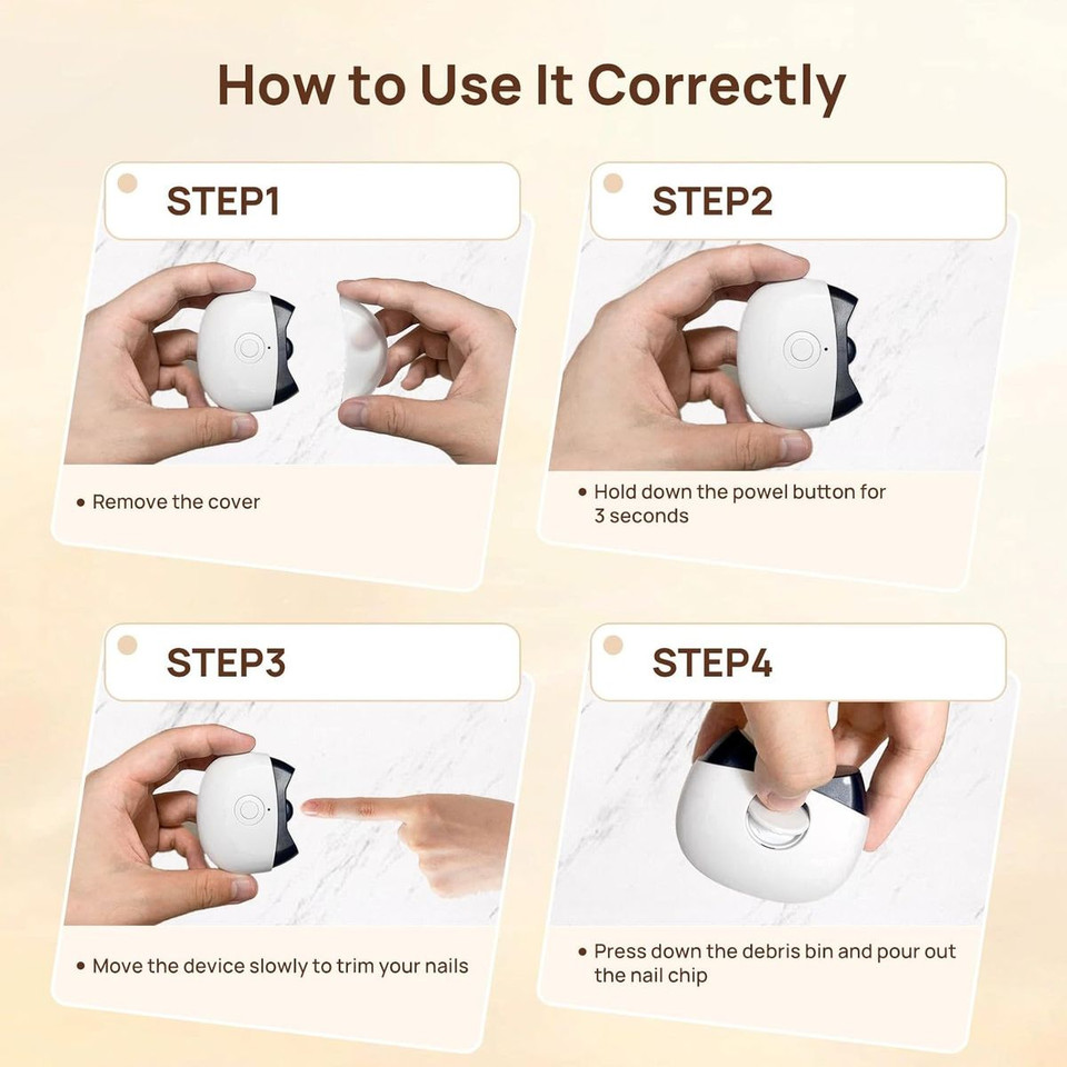 LED Light Automatic Electric Nail Clippers with Nail Debris Storage, USB Rechargeable Safety Nail Trimmer, Electric Nail File,White product image