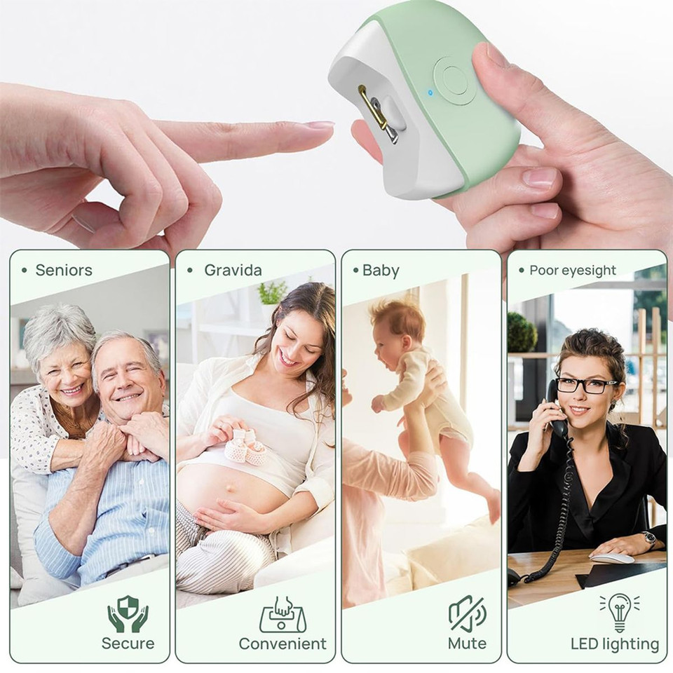 LED Light Automatic Electric Nail Clippers with Nail Debris Storage, USB Rechargeable Safety Nail Trimmer, Electric Nail File,Green product image