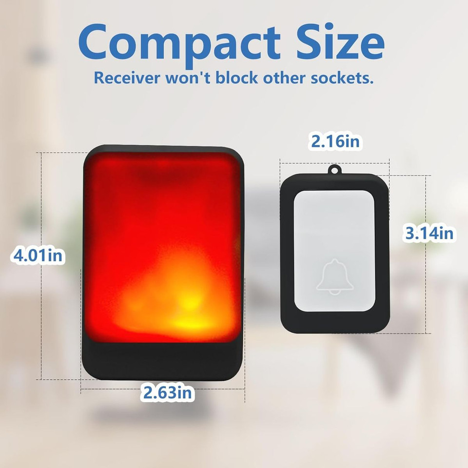 Doorbell with 7 Bright Light Colors and 4 Volumes, 600ft Wireless Doorbells, Home/Office, Suitable for Elderly, 1 Transmitter,Black product image