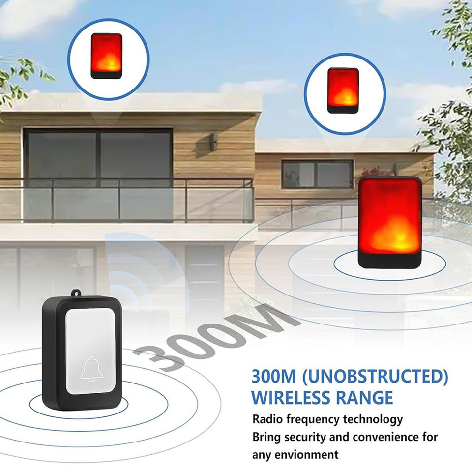 Doorbell with 7 Bright Light Colors and 4 Volumes, 600ft Wireless Doorbells, Home/Office, Suitable for Elderly, 1 Transmitter,Black product image