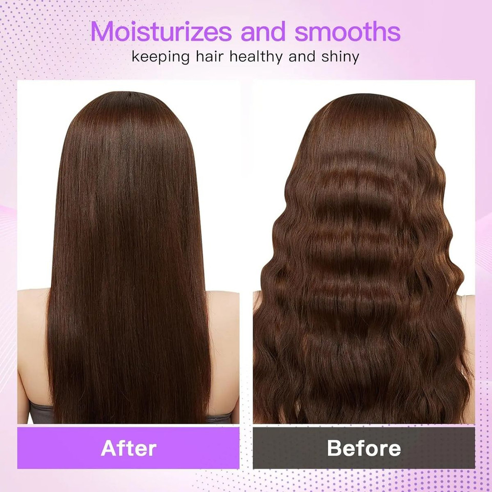 Cordless Hair Straightener Brush with 3 Setting LED Temperature Display Electric Negative Ions Ceramic Hot Comb 360 Anti-Scald Color White product image