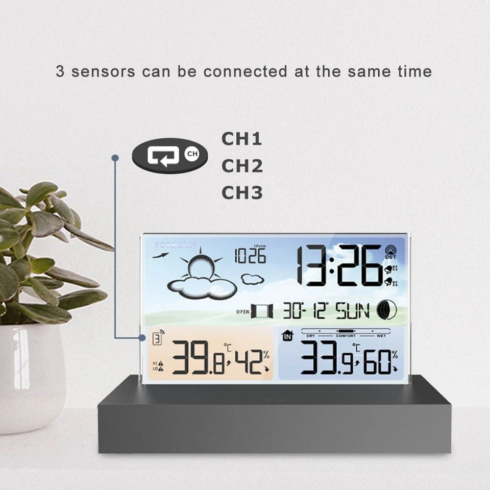 Digital Weather Station Temperature and Humidity Meter Transparent Alarm Weather Forecast Higrothermograph Outdoor Indoor product image