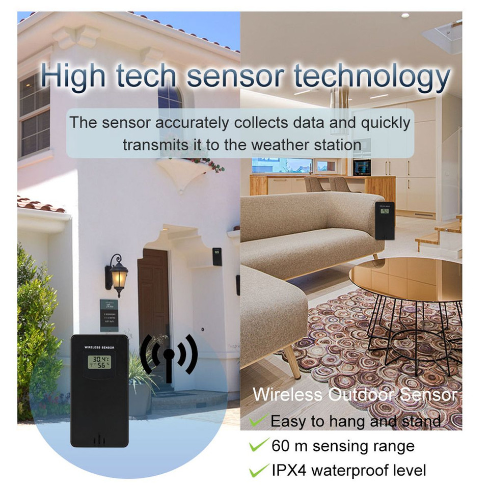 Digital Weather Station Temperature and Humidity Meter Transparent Alarm Weather Forecast Higrothermograph Outdoor Indoor product image