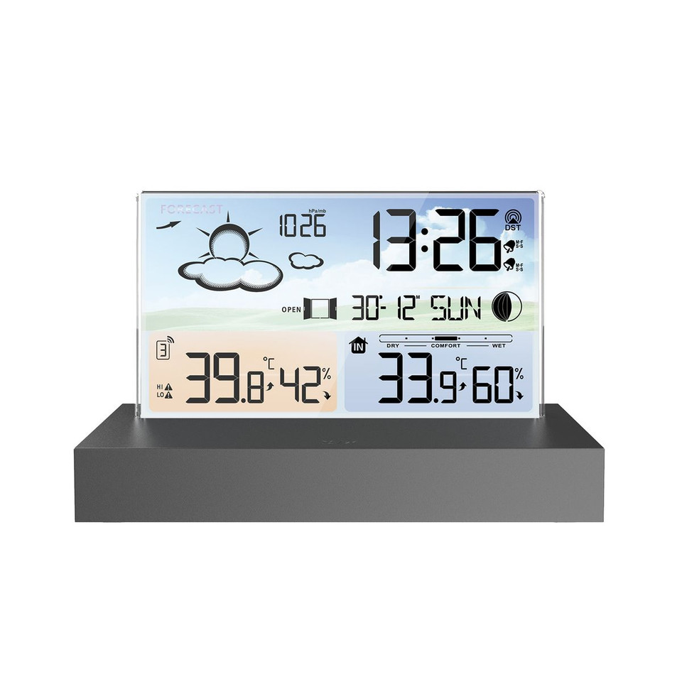 Digital Weather Station Temperature and Humidity Meter Transparent Alarm Weather Forecast Higrothermograph Outdoor Indoor product image