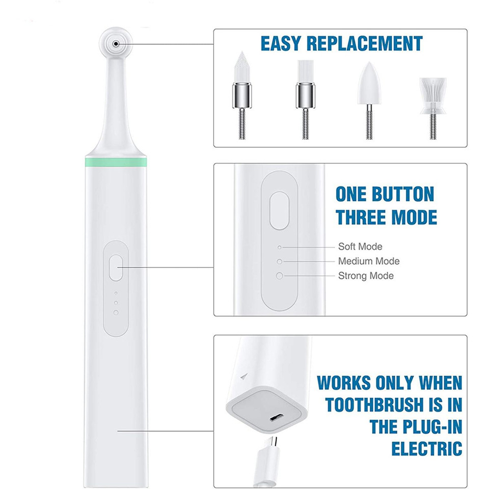 Electric Dog Toothbrush Tartar Cleaner Calculus Plaque Pet Teeth Cleaner with 4 Brush Heads for Puppy Dog Cat Cleaning product image