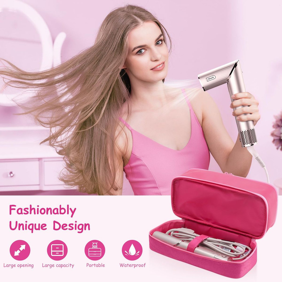 Travel Carrying Case for Hair Dryer Bag Double-Layer Beauty Styler Organizer Hair Tool Storage Bag Hairdryer Accessories-Pink product image