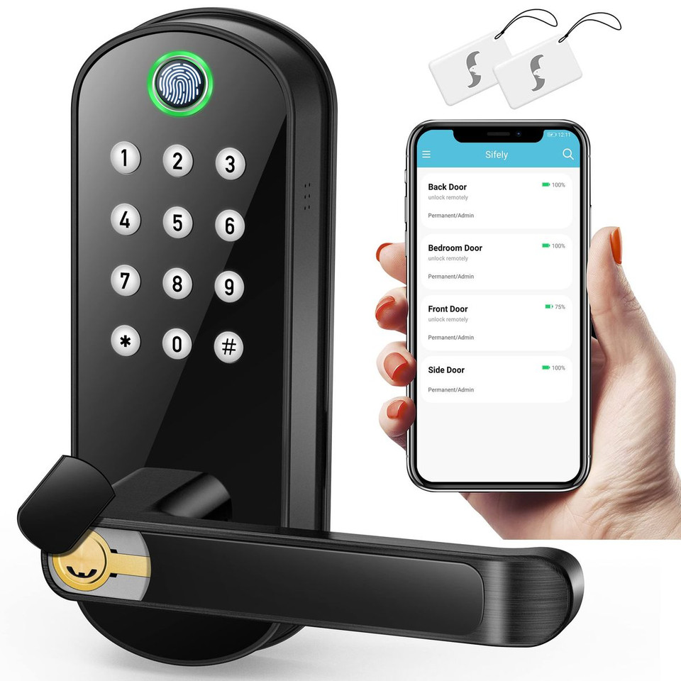 Smart Lock,Keyless Entry Door Lock,Smart Door Lock,Smart Lock for Front Door,Keyless Door Lock,Fingerprint Door Lock,Biometric Door Lock,Keypad Door Lock,Digital Door Lock (Black) product image