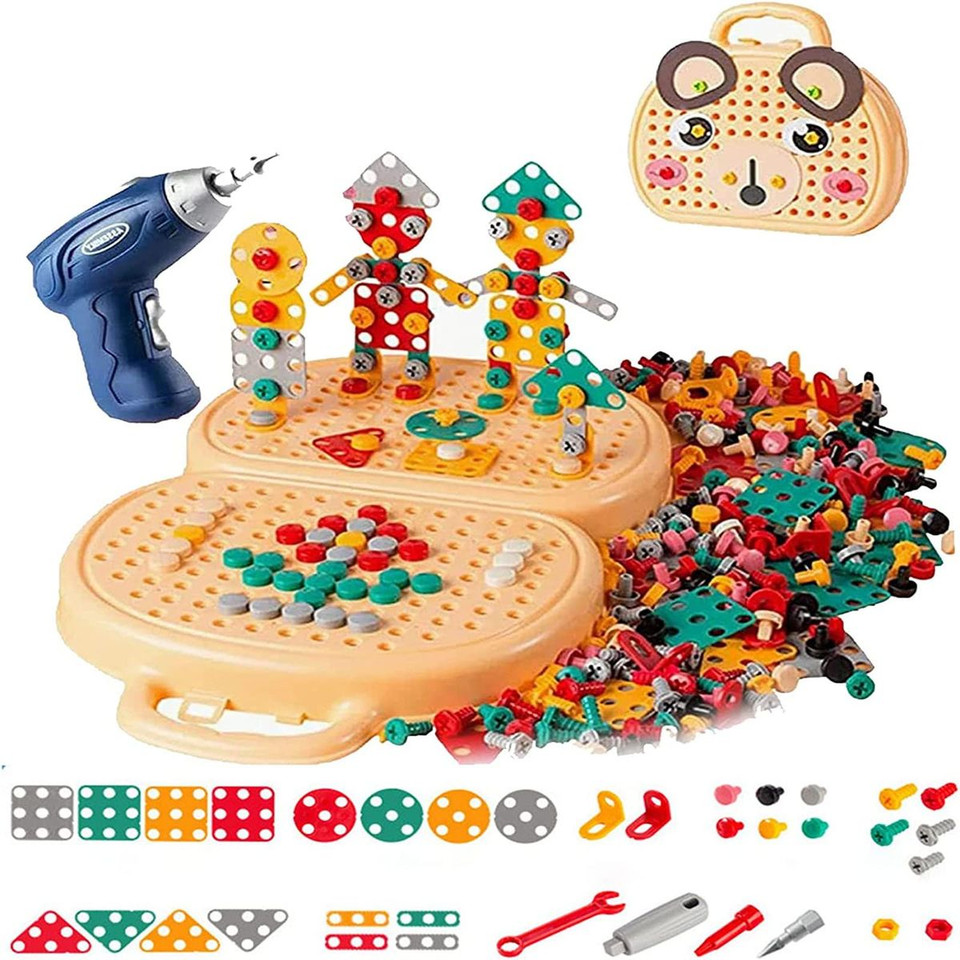 Children Electric Drill Toolbox Driller Games Tool Toy for Boys Girls Montessori Screw Puzzle Kid Pretend Play Toys Gift product image