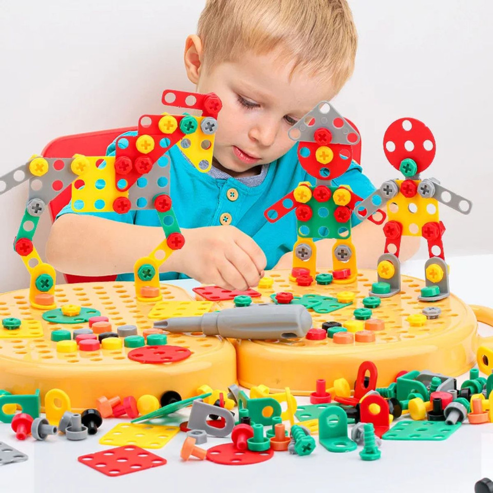 Children Electric Drill Toolbox Driller Games Tool Toy for Boys Girls Montessori Screw Puzzle Kid Pretend Play Toys Gift product image
