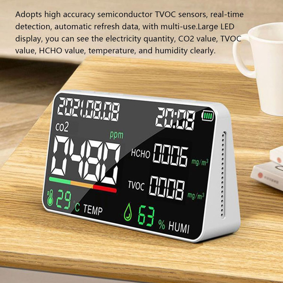 Monitor Air Quality Tester Carbon Dioxide TVOC HCHO Value Device Measuring Temperature Humidity Function Display product image