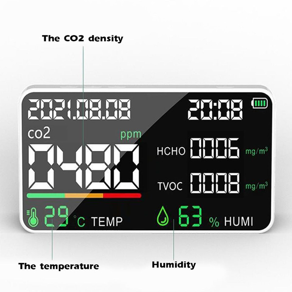 Monitor Air Quality Tester Carbon Dioxide TVOC HCHO Value Device Measuring Temperature Humidity Function Display product image
