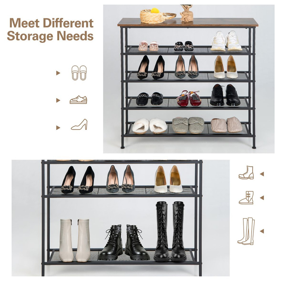 Industrial Adjustable 5-Tier Metal Shoe Rack with 4 Shelves product image