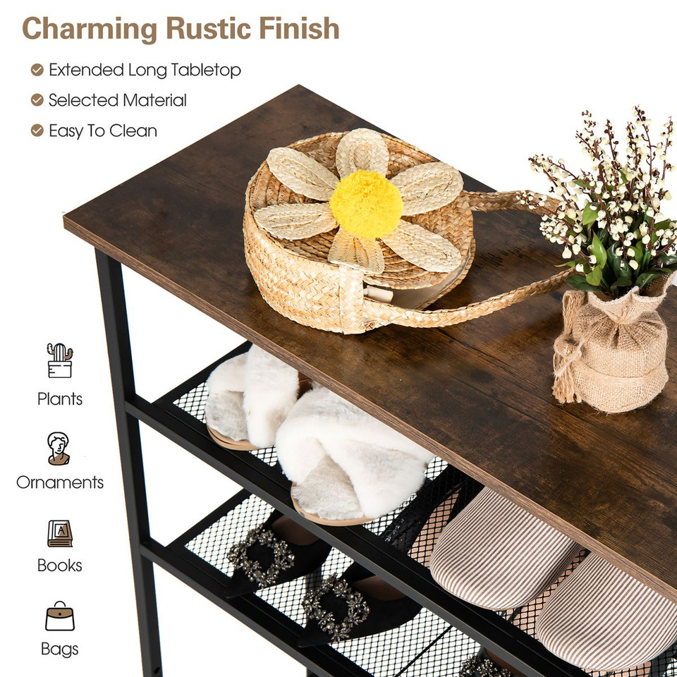 Industrial Adjustable 5-Tier Metal Shoe Rack with 4 Shelves product image