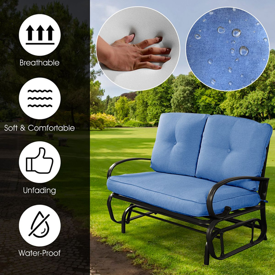 Outdoor Glider Rocker Loveseat Patio Bench  with Cushions product image