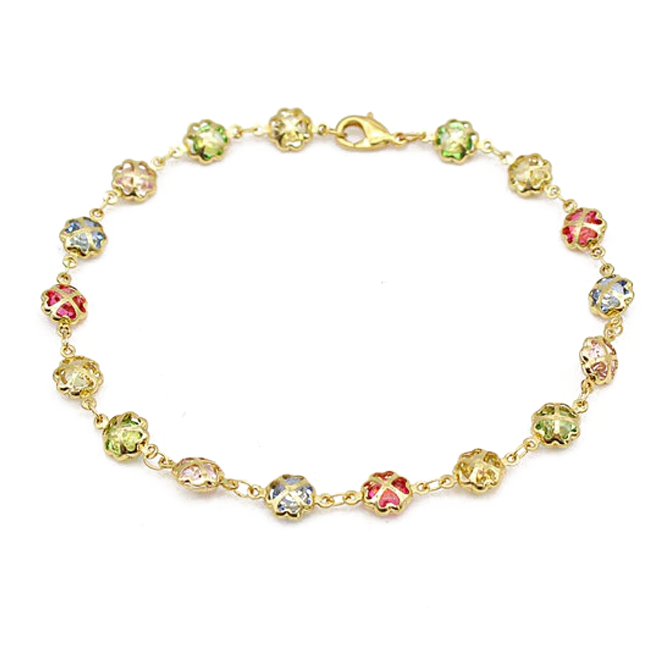 10-Inch 18K Gold Filled Multi-Color Crystal Anklet product image