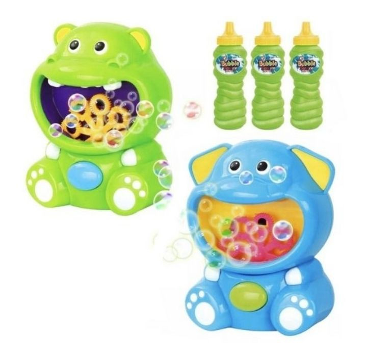 Automatic Hippo & Elephant Bubble Maker + 3 Bottles Bubble Solution (2-Pack) product image