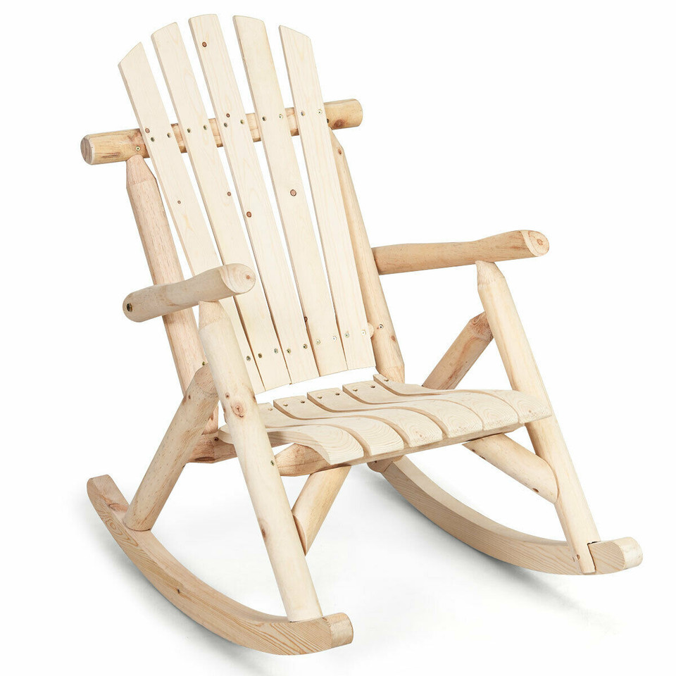 Wood Single Porch Rocker Lounge Patio Rocking Chair product image