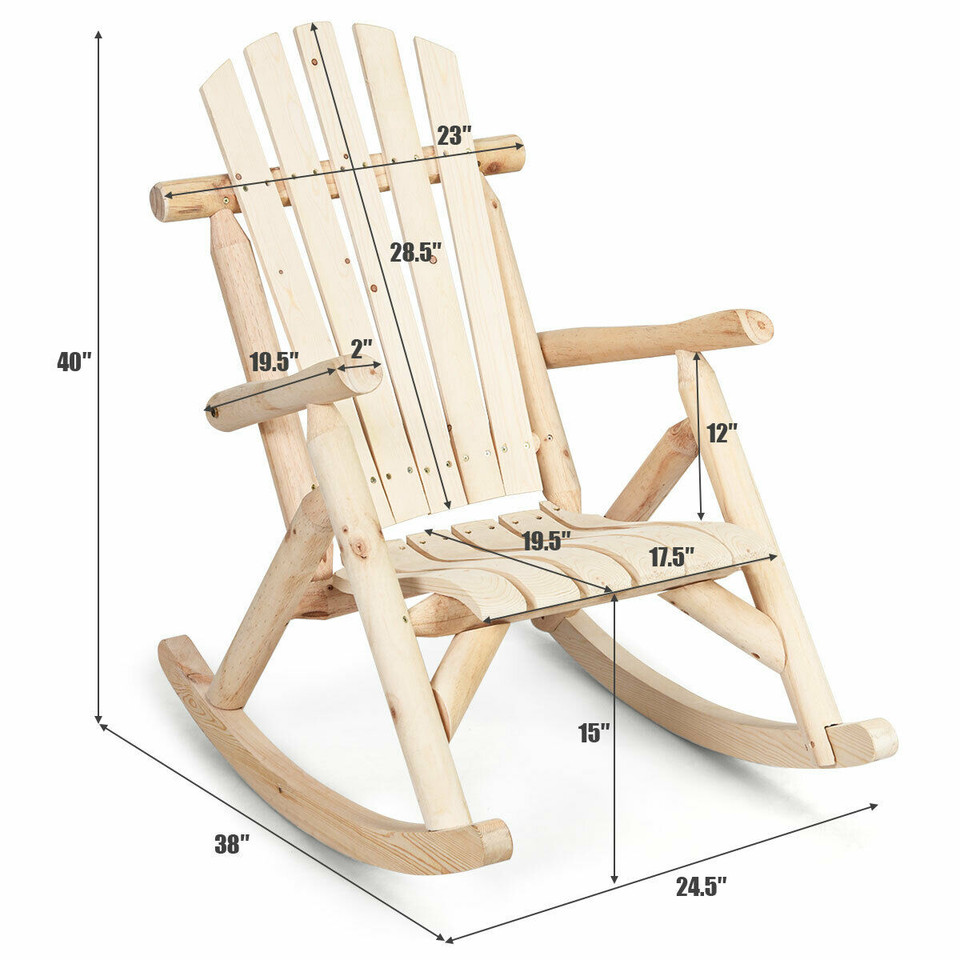 Wood Single Porch Rocker Lounge Patio Rocking Chair product image
