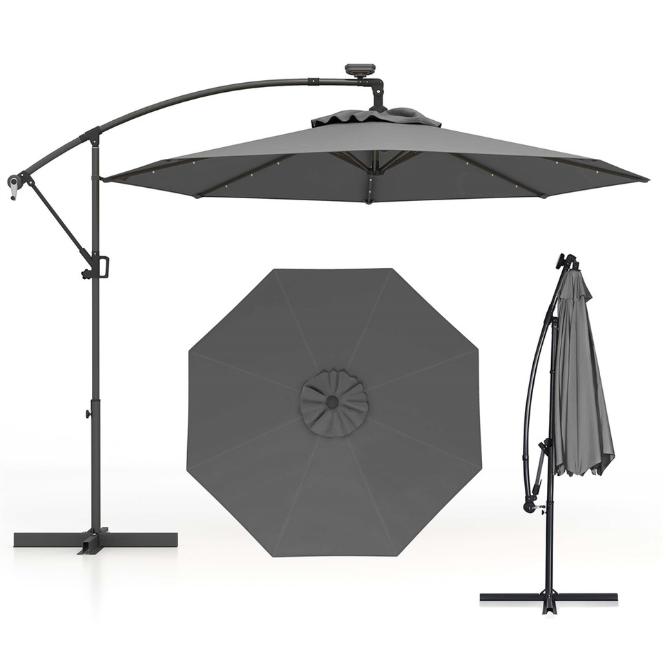 10-Foot 360-Degree Solar LED Patio Offset Umbrella product image