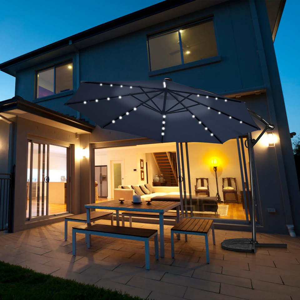10-Foot 360-Degree Solar LED Patio Offset Umbrella product image