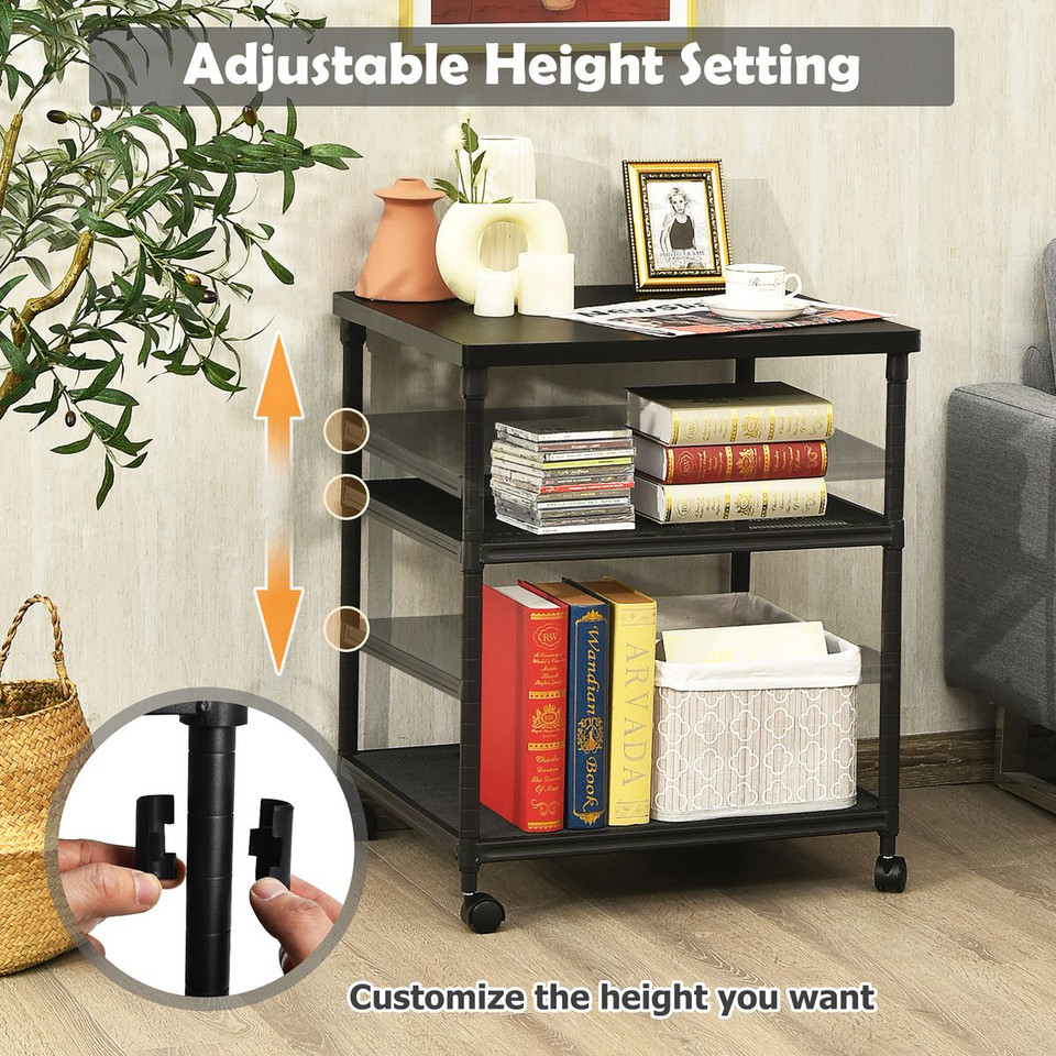  3-Tier Wheeled Printer Stand with Adjustable Shelf  product image